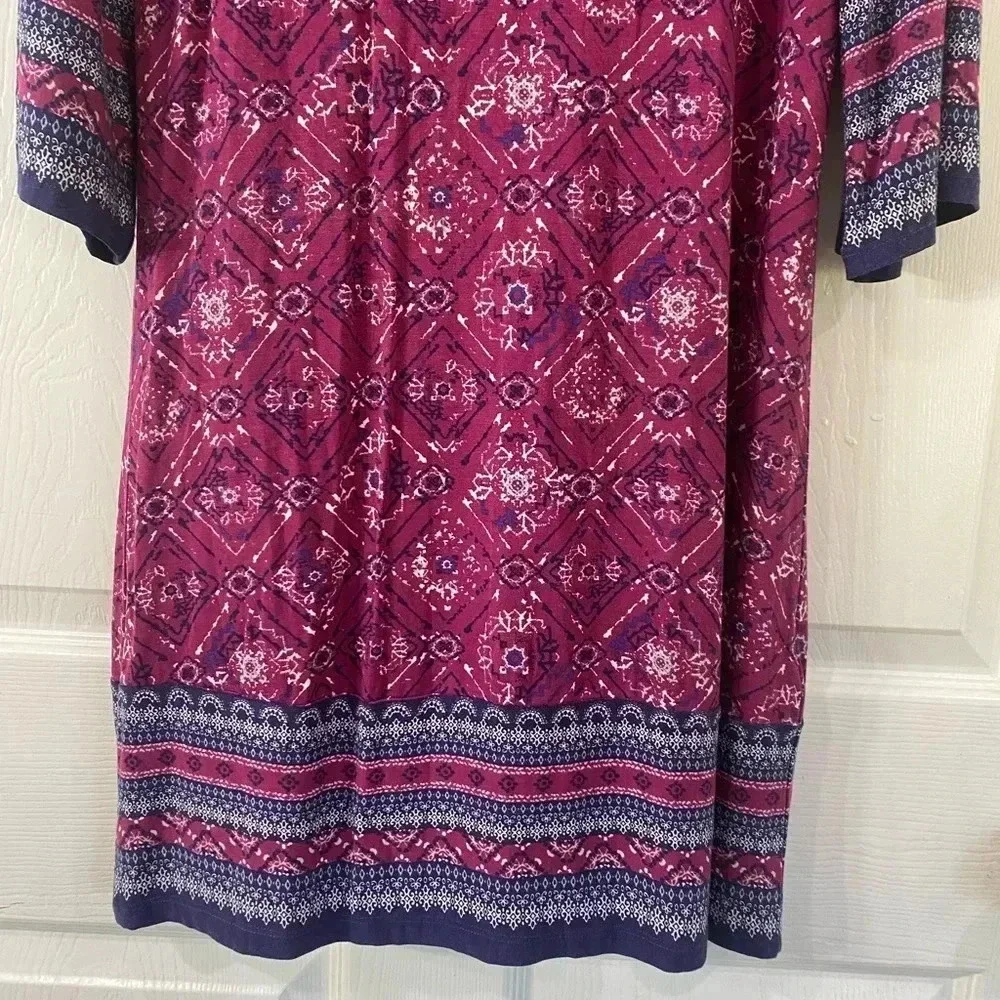 Skies Are Blue Women Navy Purple Casual Dress Above Knee Stretch Small Boho